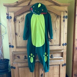 Kids Spooktacular Creations green dragon dinosaur hooded costume size M